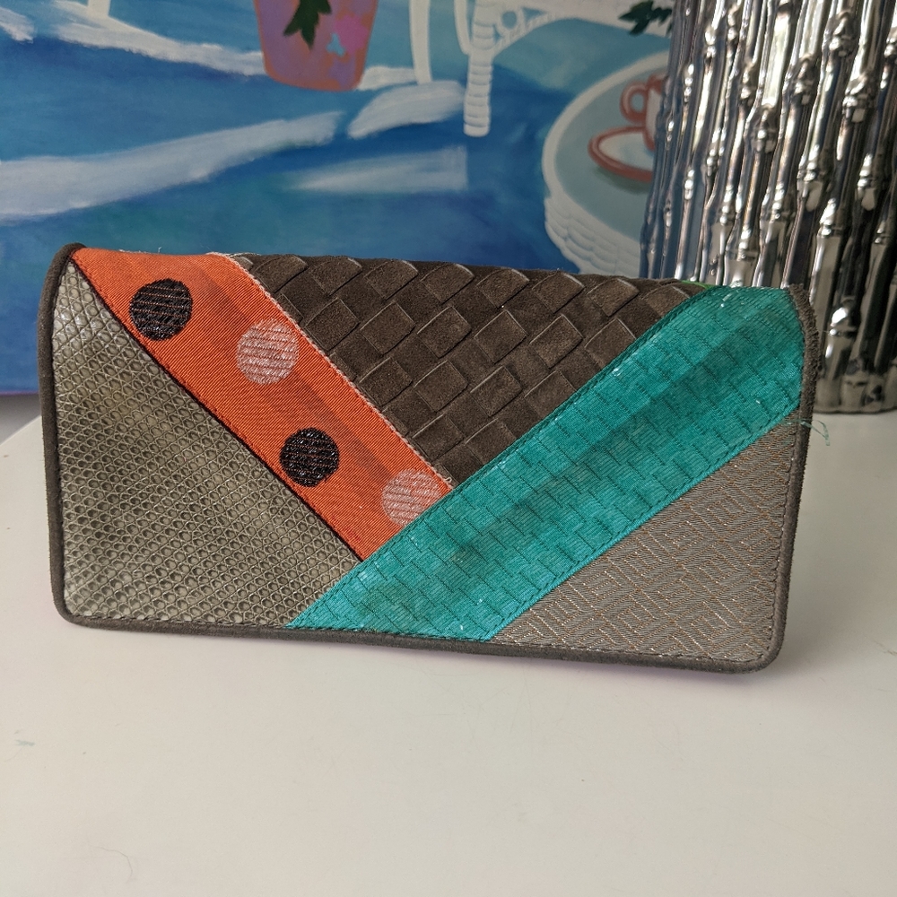 Bottega Veneta vintage wallet or clutch with suede Intrecciato detail